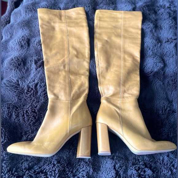 Brown Zara Over the Knee Real Leather Boots Size 9 - Picture 2 of 5